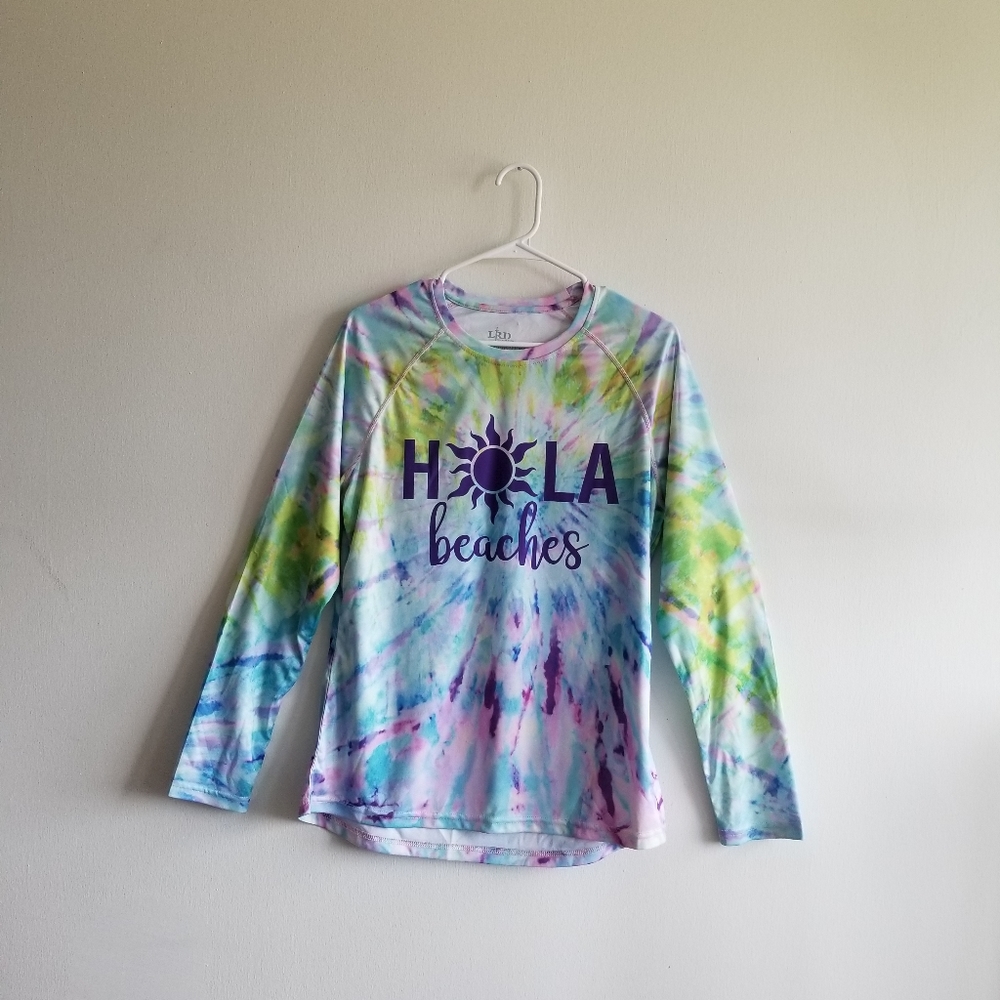 Hola Beaches rash guard shirt